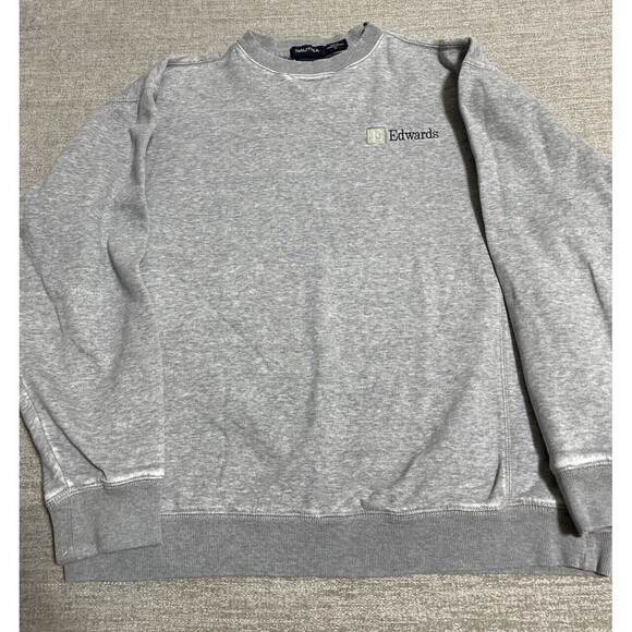 Nautica Sweater Men's Medium Gray Long Sleeve Pullover Cotton - Picture 1 of 10